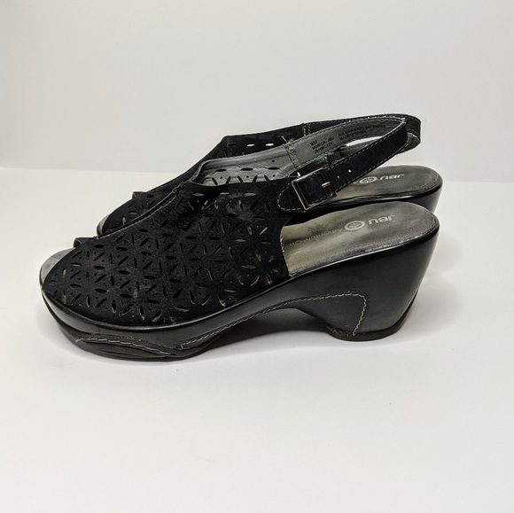 JBU by Jambu Black Monica Wedge Sling Back Sandals - Picture 2 of 7
